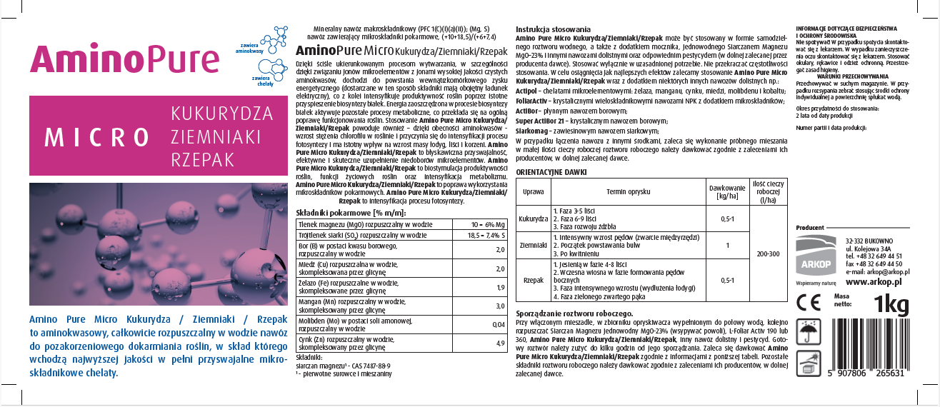 aminopure kukurydza ziemniaki rzepak 1kg