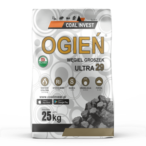Węgiel Groszek OGIEŃ Ultra 29 26–29 MJ/kg – worek 25 kg
