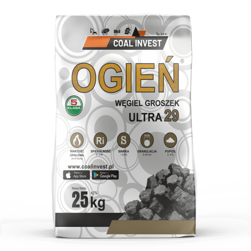 Worek węgla Groszek OGIEŃ Ultra 29, 25 kg